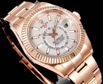 AR Factory Rolex Sky-dweller 42*14.5mm 316L Steel Rose Gold Oyster Bracelet 9002 Movement White Face Watch